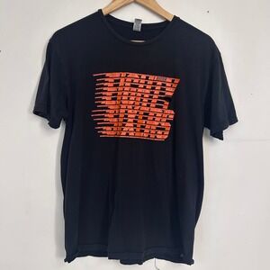 GUTTER Black Graphic T Shirt Men's L Orange Retro Speed Lines Logo Tee